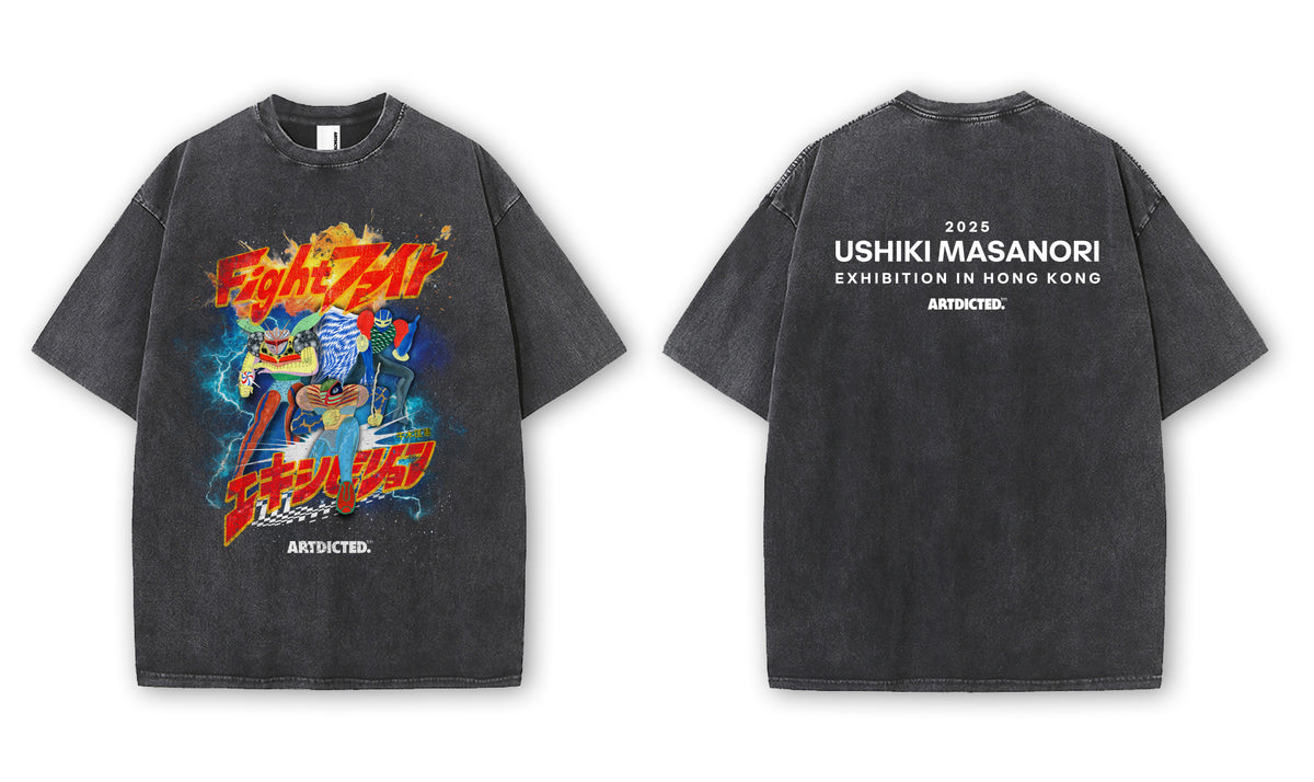 Ushiki Masanori "FIGHT" exhibition limited edition graphics tee - Group Hero A