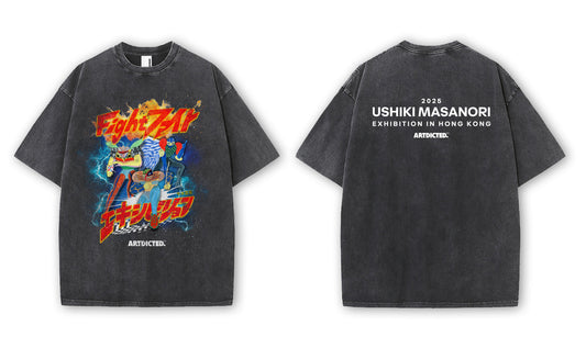 Ushiki Masanori "FIGHT" exhibition limited edition graphics tee - Group Hero A
